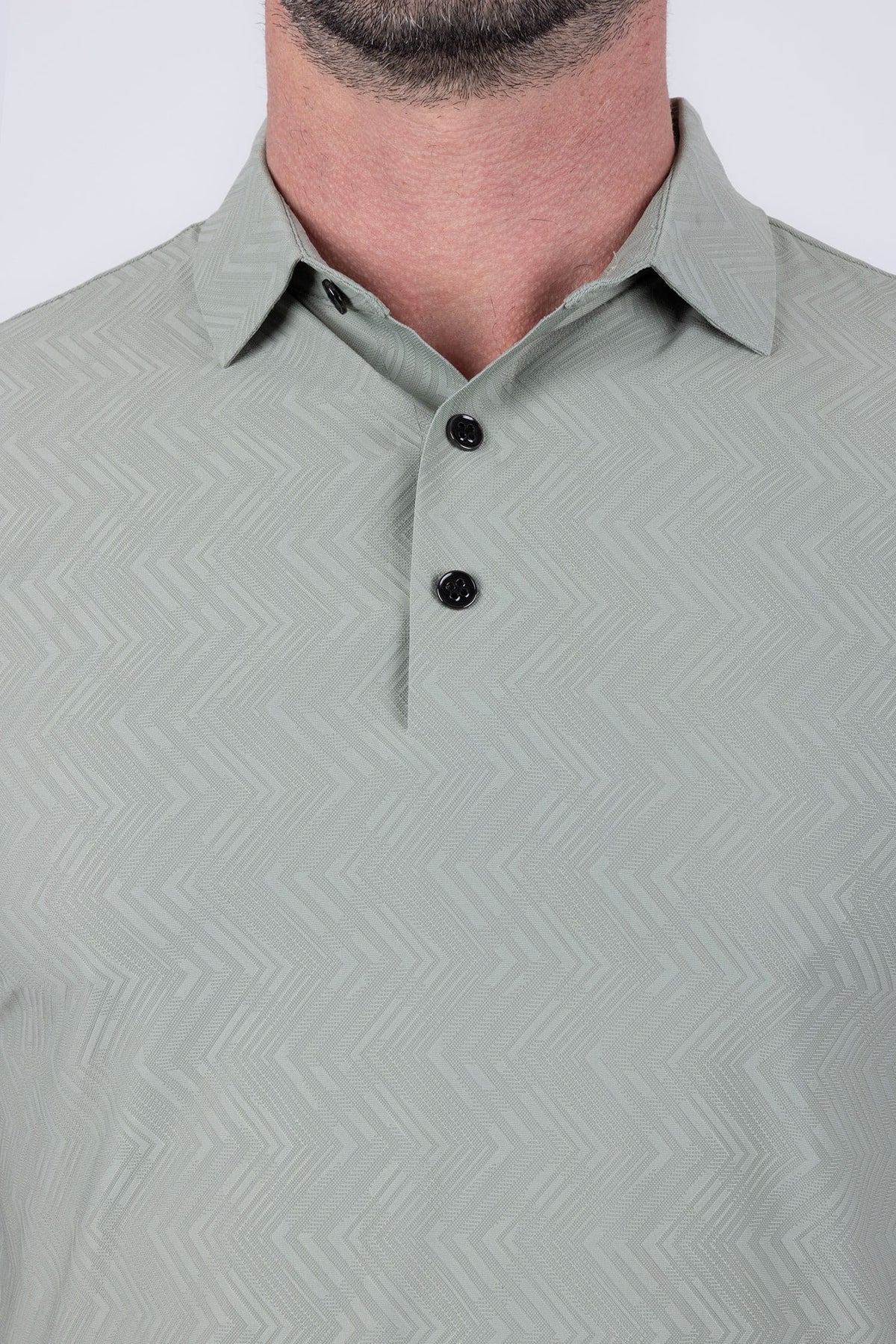 Maison Geometric Zigzag Stretch Polo Shirt