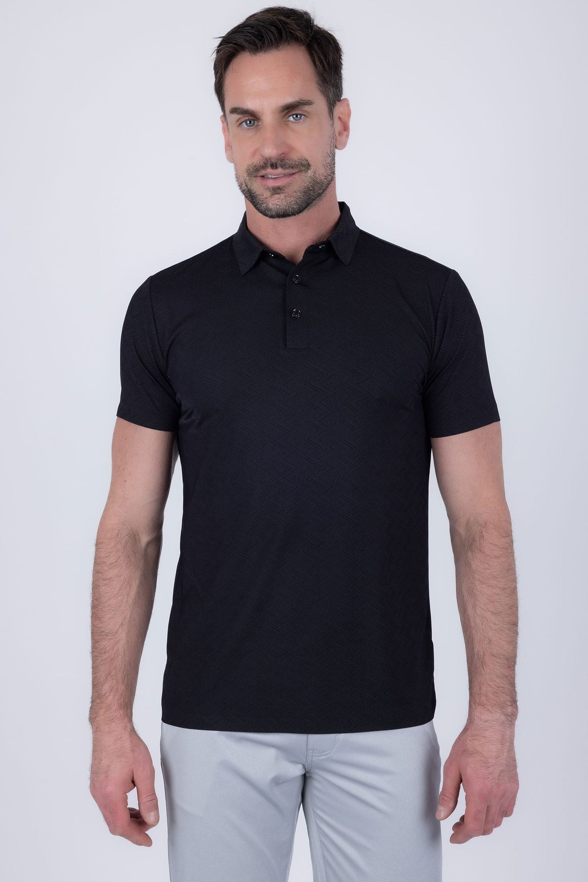 Congruent Geometric Stretch Polo Shirt
