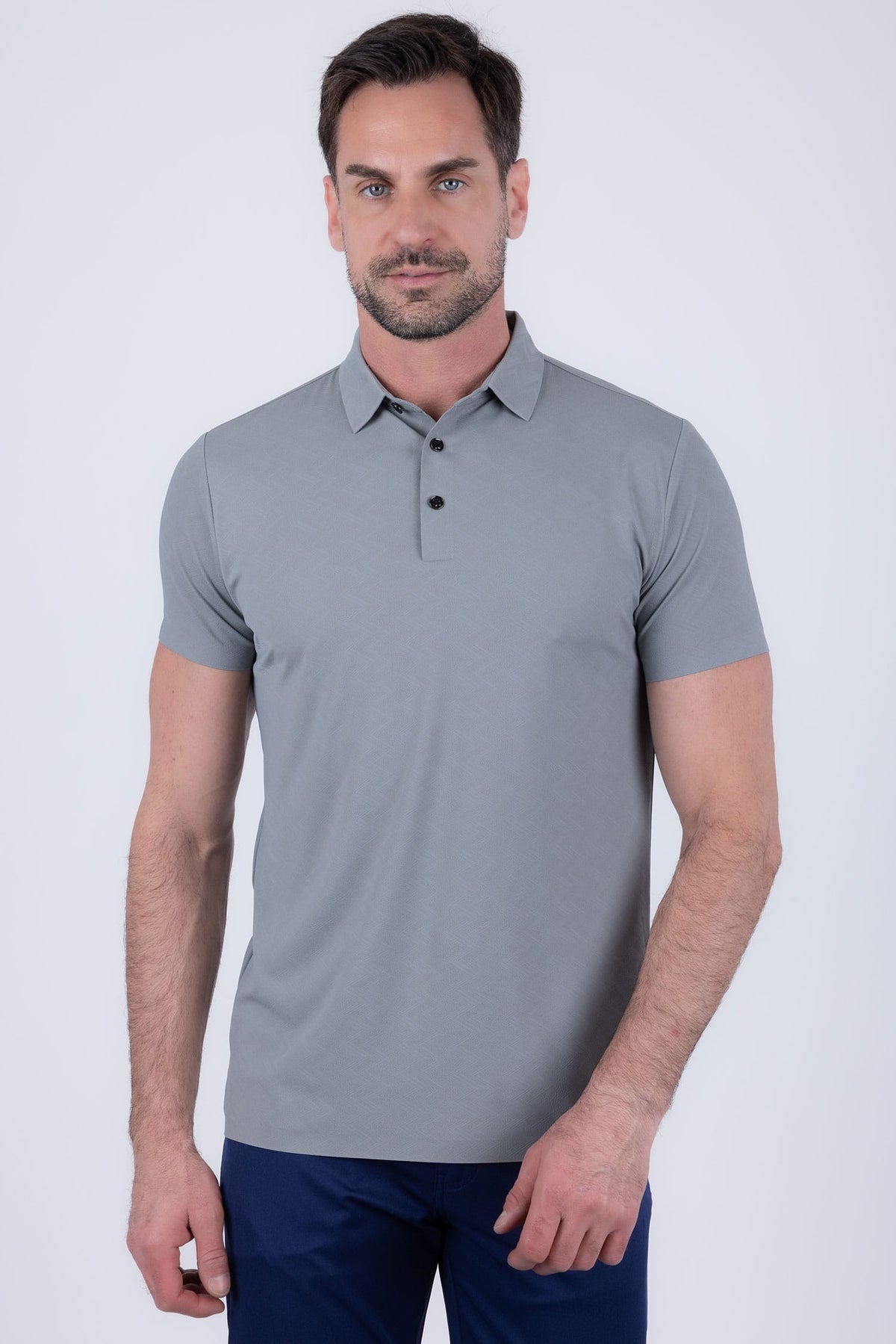 Congruent Geometric Stretch Polo Shirt