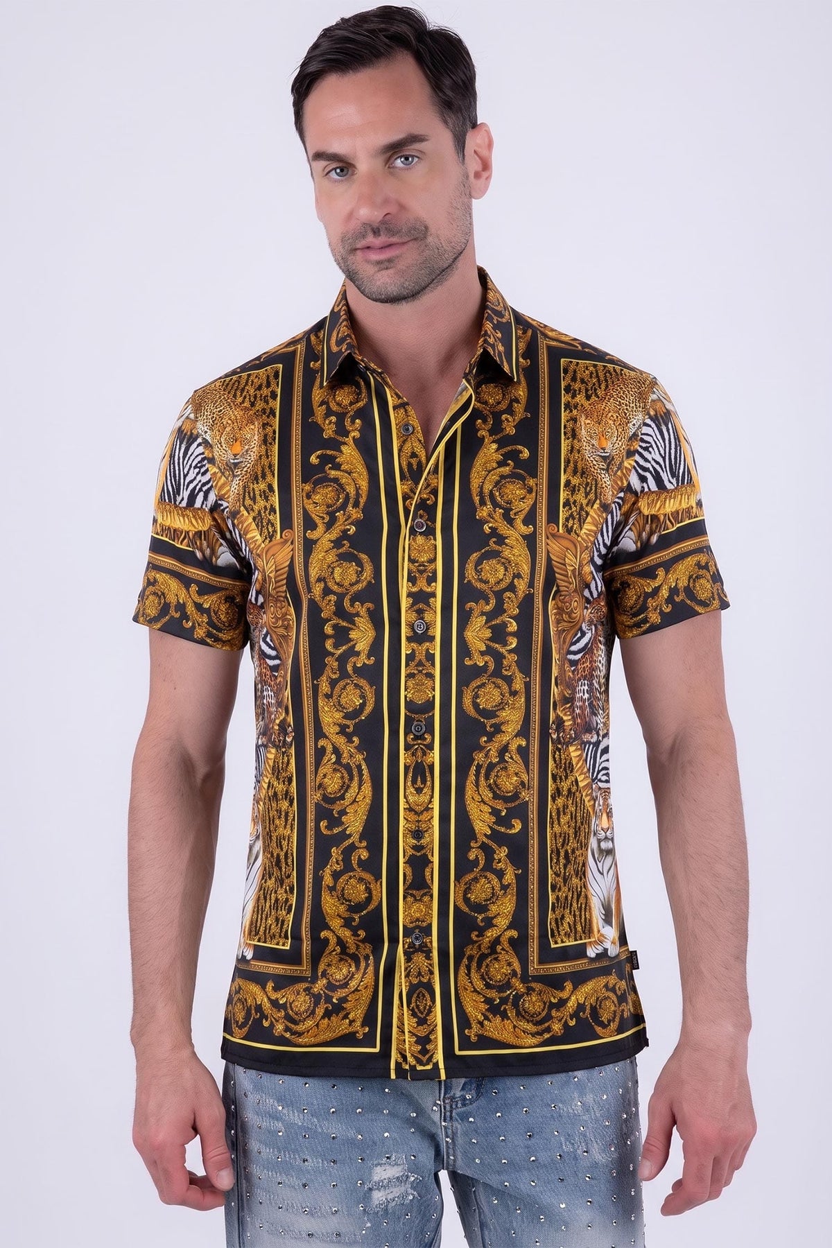 Royale Rhinestone Short Sleeve Shirt