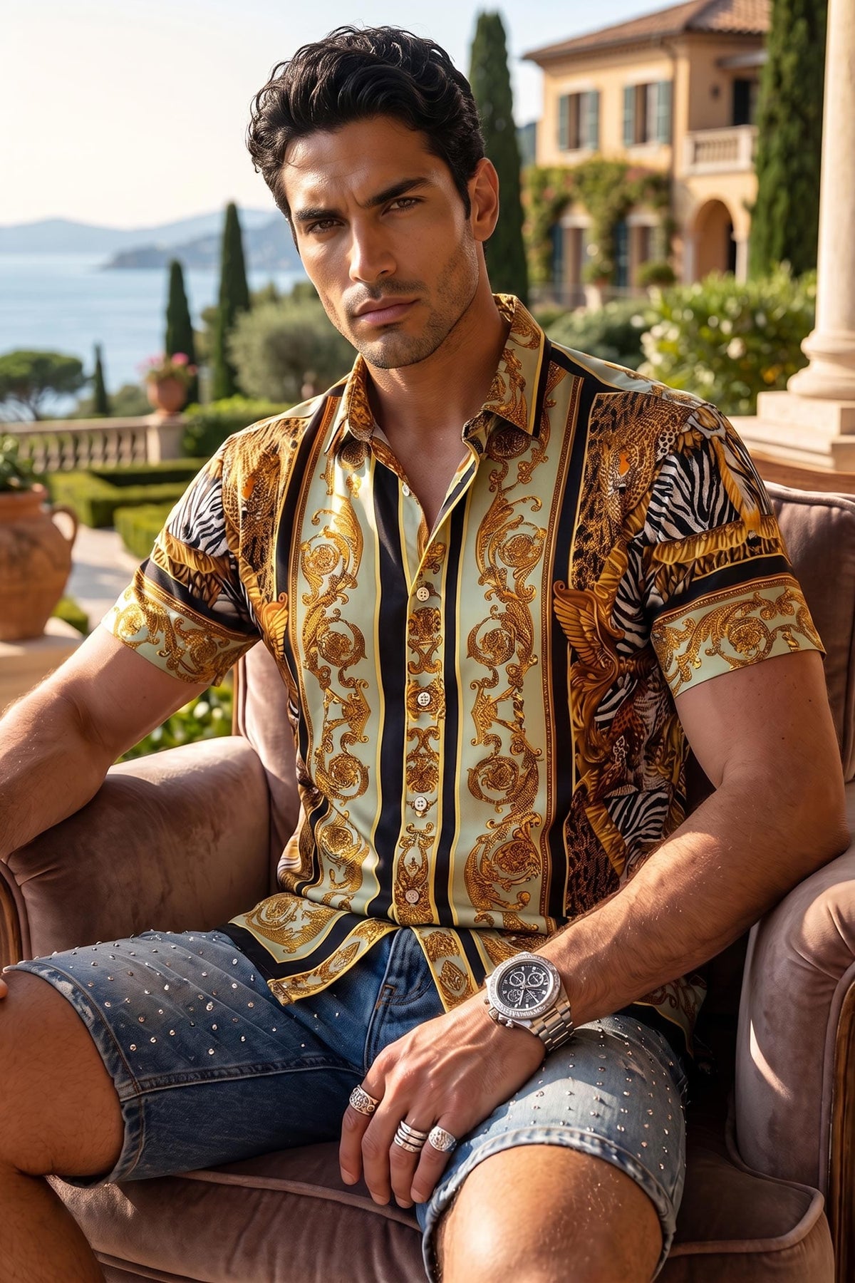 Royale Rhinestone Short Sleeve Shirt
