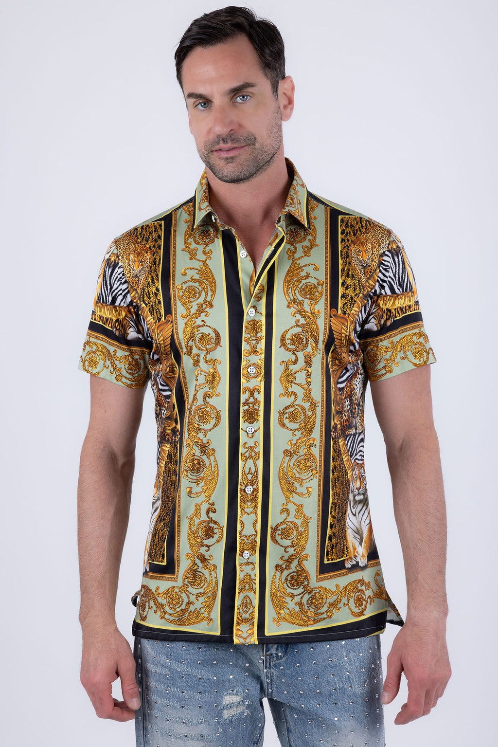 Royale Rhinestone Short Sleeve Shirt